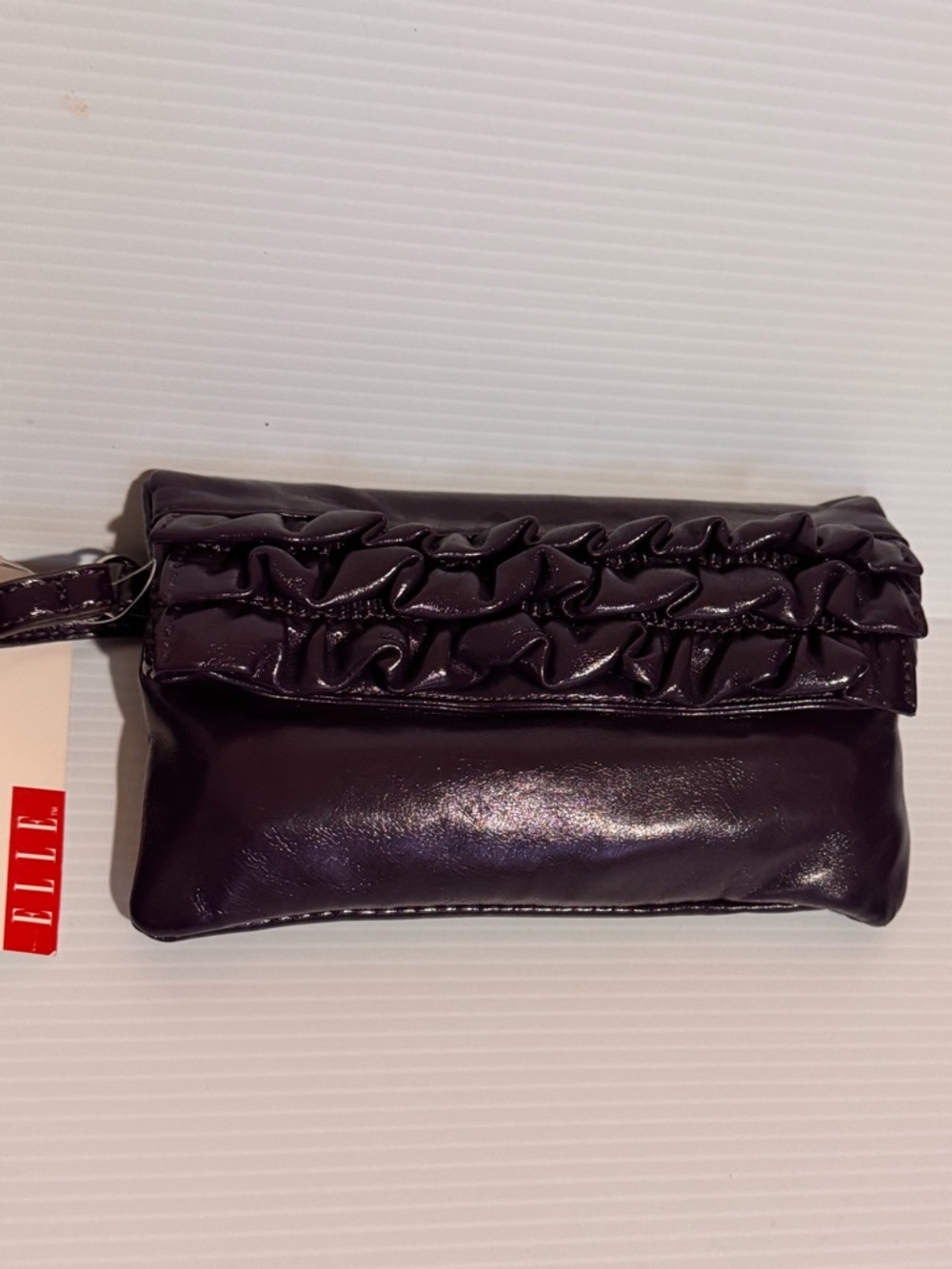 Elle Plum Perfect Ruffle Fold-Over Barclay Wristlet Clutch New with Tag